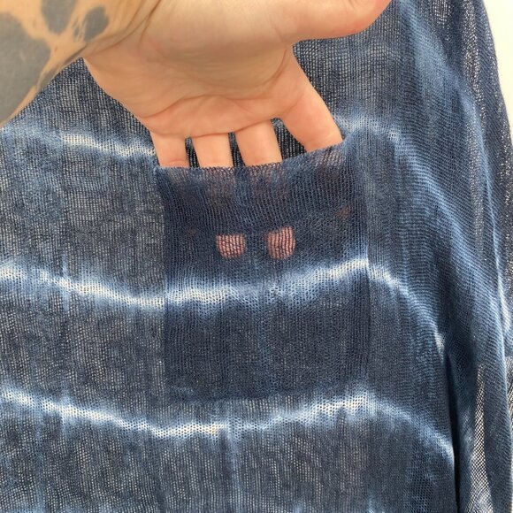 W by Worth Poncho Womens XP XS Blue White‎ Striped Lightweight Oversized Sheer - Picture 4 of 14